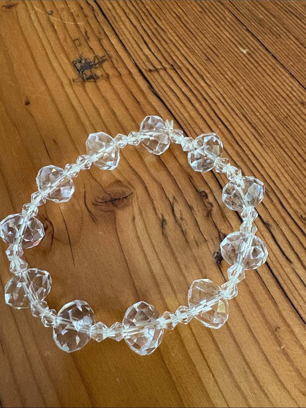 Faceted Clear Beaded Stretch Bracelet